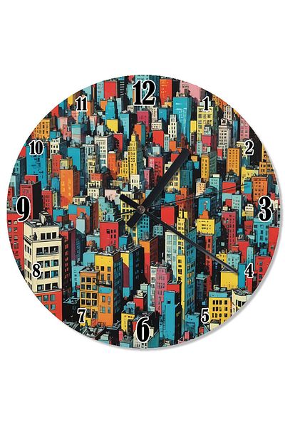 karizmart Colorful City Silhouette Retro Wall Clock
