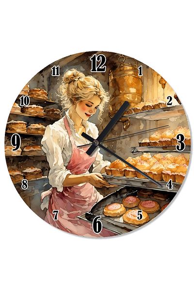 karizmart Sweet Cupcake Preparing Woman Chef Silent Wall Clock