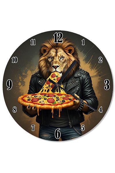 ekart Lion Holding Pizza Design Wall Clock