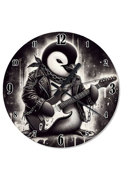 karizmart Penguin Playing Guitar Design Wall Clock