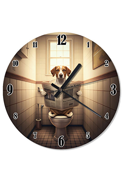ekart ساعة حائط مزخرفة على شكل كلب يفكر في المرحاض