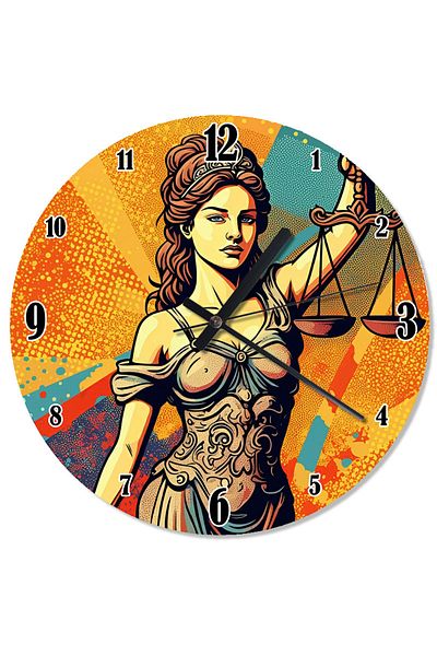 karizmart Justice Goddess Statue Printed Wall Clock