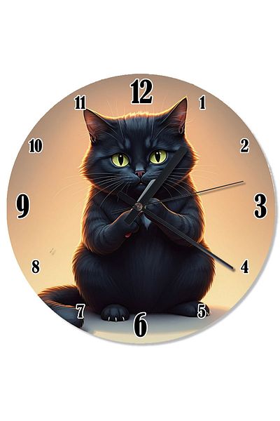 ekart Sad Black Cat Decorative Wall Clock
