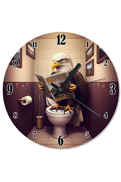 karizmart Eagle Printed Wall Clock in the Toilet