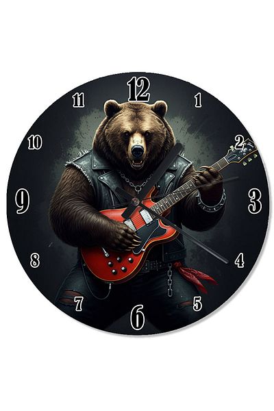 karizmart Bear Playing Guitar Custom Design Wall Clock