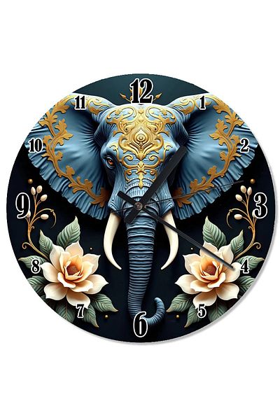 karizmart Lotus Flower Elephant Design Wall Clock