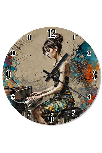 ekart Woman Playing Piano Design Wall Clock