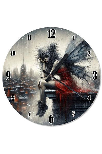 karizmart Lonely Winged Woman Special Design Wall Clock