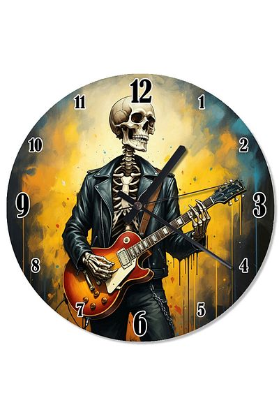 karizmart Skeleton Playing Guitar Silent Wall Clock