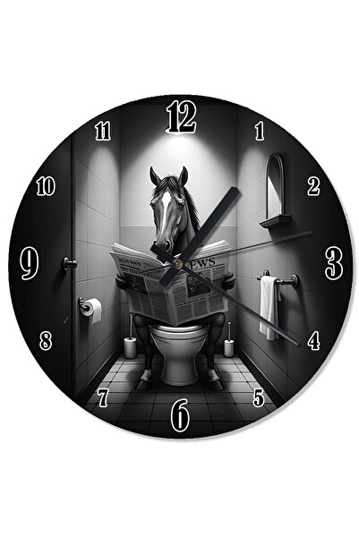 karizmart ساعة حائط على شكل حصان في المرحاض