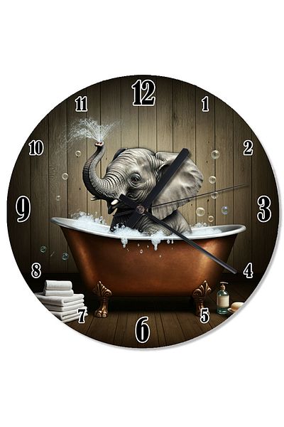 karizmart Elephant Bathing in the Bathtub Retro Wall Clock