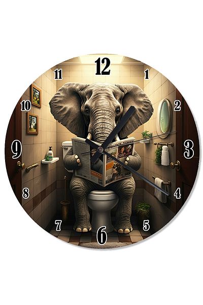 karizmart Elephant Reading Newspaper Analog Wall Clock