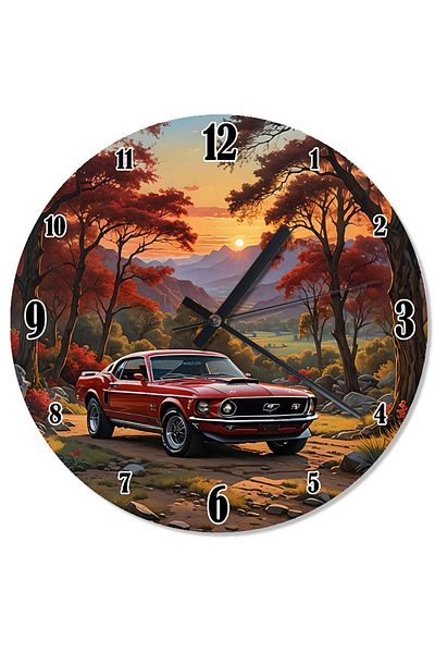 karizmart Retro Car and Autumn Pattern Wall Clock