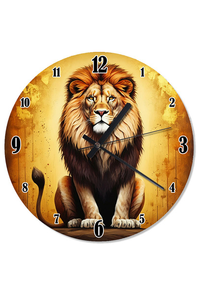 karizmart ساعة حائط على شكل صورة أسد ذهبي
