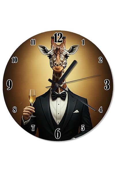 ekart Long Giraffe Design Wall Clock with Tuxedo