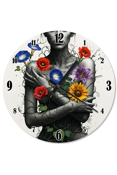 ekart Women's Design Wall Clock with Flowers