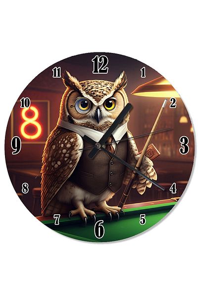 karizmart Owl Retro Wall Clock on Pool Table
