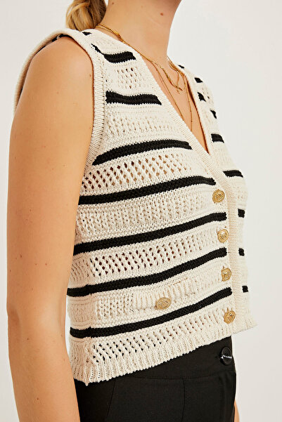 Arma Life Women's Summer Openwork Strap Short Ecru Crop Vest