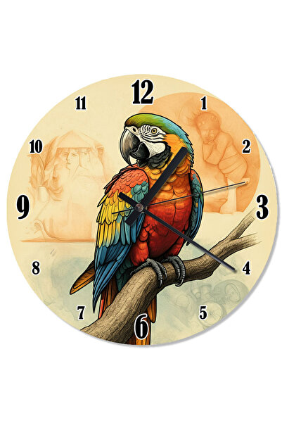 ekart ساعة حائط ببغاء ملون مع عث على الفرع