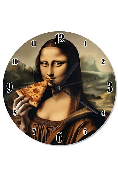 karizmart Mona Lisa Eating Pizza Design Wall Clock
