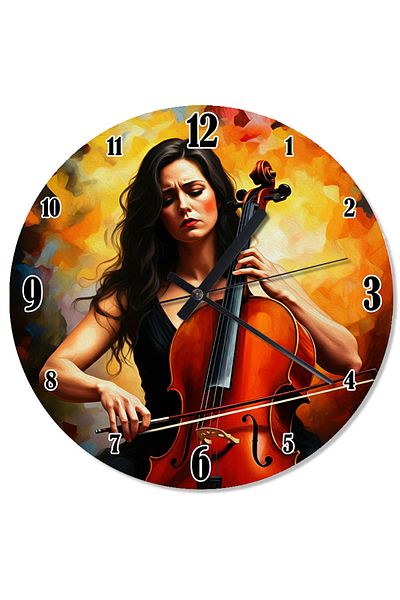 ekart Woman Playing Cello Flowing Wall Clock