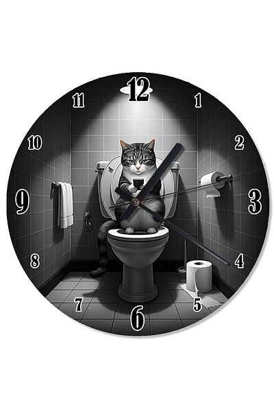 ekart Cat Design Wall Clock in the Toilet