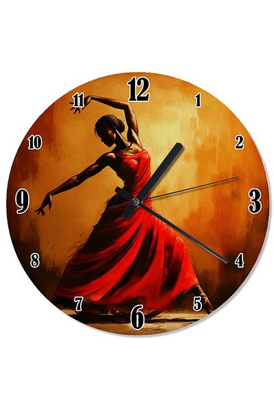 karizmart Woman Dancing in Red Dress Decorative Wall Clock
