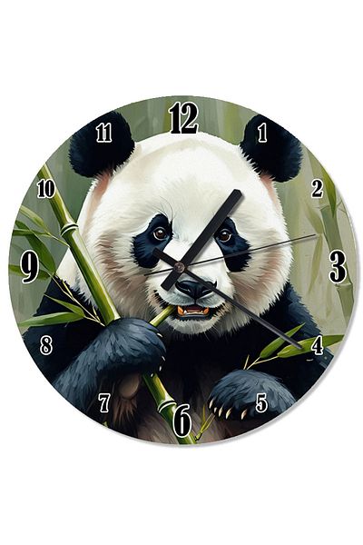 karizmart Bamboo Eating Panda Shaped Wall Clock