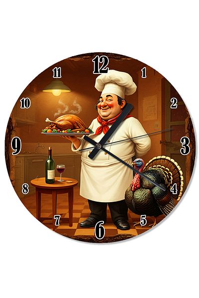 ekart Cook, Chicken Dinner and Turkey Flowing Wall Clock
