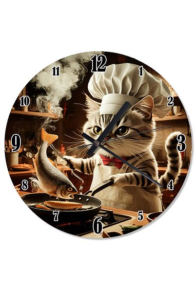 karizmart Fisherman Cat in Hat Special Design Wall Clock