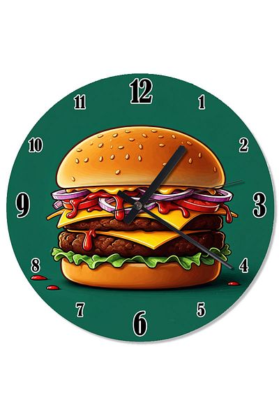 karizmart Giant Burger Drawing Flowery Wall Clock