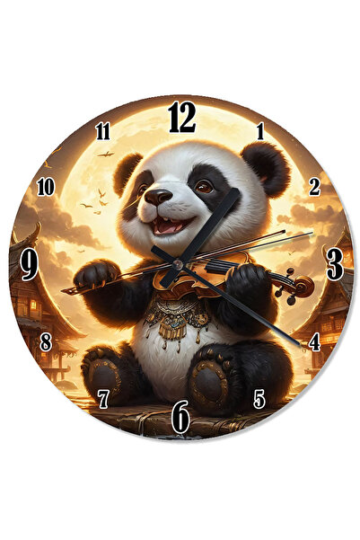 ekart Happy Panda Shaped Wall Clock Playing the Violin