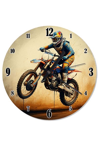 ekart Riding a Motorcycle Pattern Wall Clock