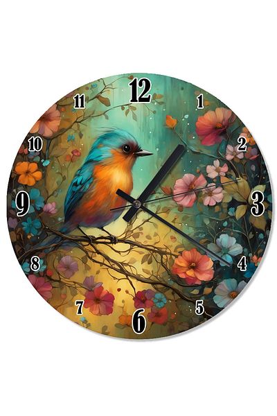 karizmart Bird and Flowers Design Wall Clock on Branch