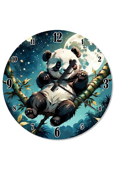 ekart Moonlight and Panda Show Silent Wall Clock