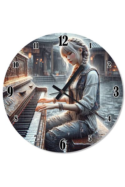 ekart Woman Playing Piano Design Wall Clock