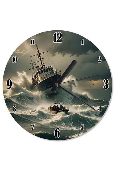karizmart Stormy Sea and Sailboat Retro Wall Clock