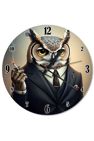 karizmart Tie Wise Owl Flowing Wall Clock