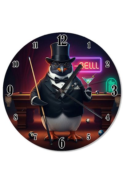 karizmart Billardocu Penguin Analog Wall Clock