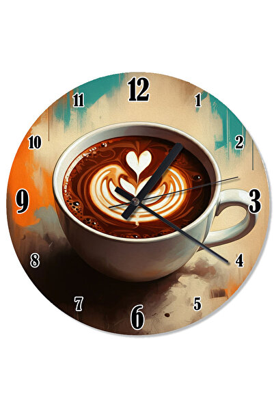karizmart ساعة حائط مطبوعة بفن رغوة القهوة