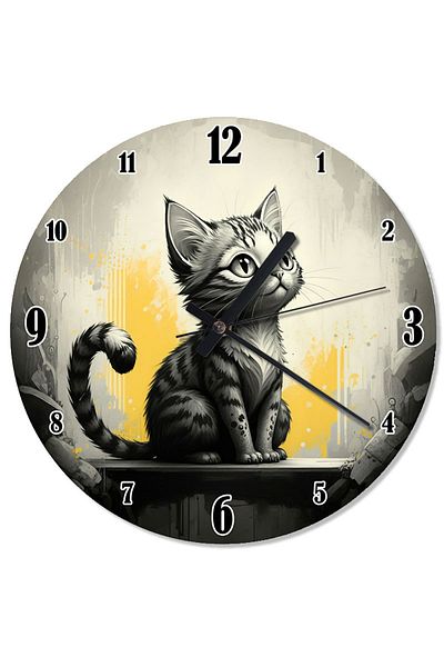 karizmart Little Black Cat Printed Wall Clock