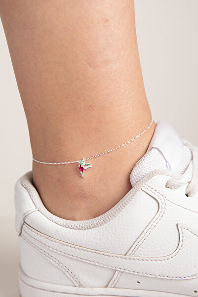 Elika Silver Kadın Ruby Kuş Model 925 Ayar Gümüş Halhal