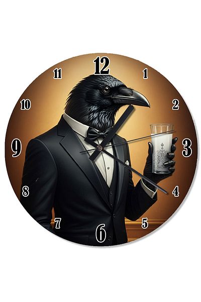 karizmart Tuxedo Crow Portrait Design Wall Clock