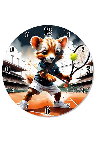 karizmart Lion Playing Tennis Printed Wall Clock