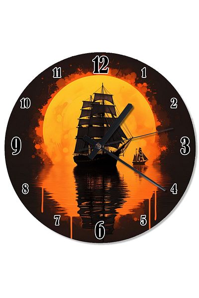 ekart Sunset Sailing Ship Pattern Wall Clock