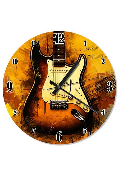 ekart Gold Electric Guitar Decorative Wall Clock