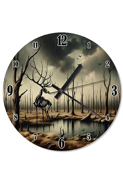 karizmart Deer in the Foggy Forest Retro Wall Clock
