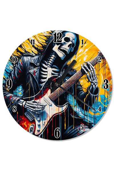 ekart Skeleton Guitarist Rocker Custom Design Wall Clock