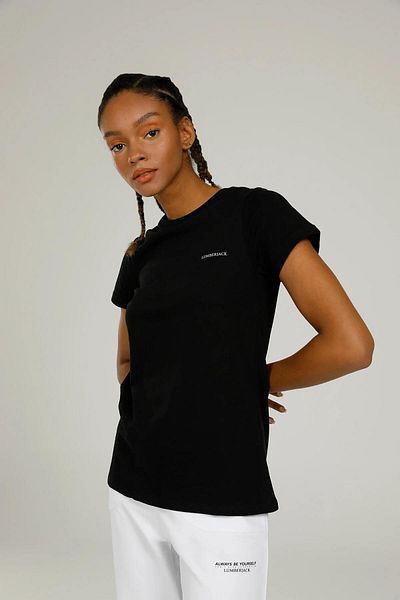 lumberjack W-ct122 Basic C Neck Μαύρο γυναικείο κοντομάνικο μπλουζάκι