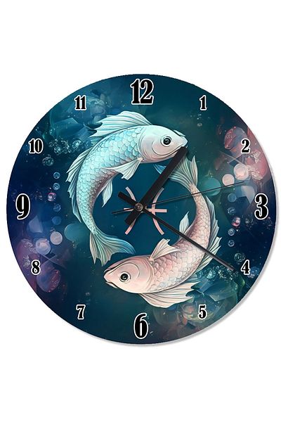 karizmart Fish and Water Circle Analog Wall Clock